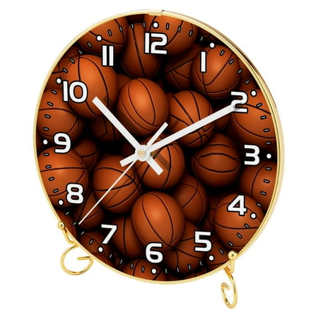 Wall Clocks Battery Operated Modern Clocks Round Silent Clock 9.4 in Ball Print Basketball