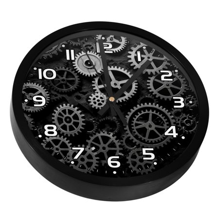 Wall Clocks Battery Operated Modern Clocks Round Silent Clock 9.8 in Mechanical Vintage Gears