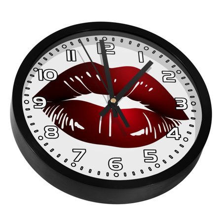 Wall Clocks Battery Operated Modern Clocks Round Silent Clock 9.8 in Modern Red Lipstick