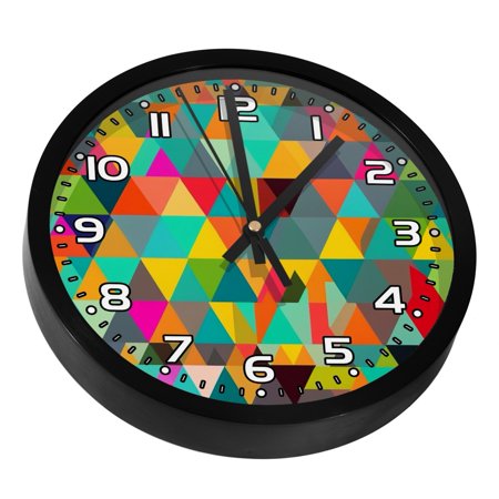 Wall Clocks Battery Operated Modern Clocks Round Silent Clock 9.8 in Rainbow Geometric Colored