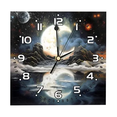 Wall Clocks Battery Operated Modern Clocks Square Silent Clock 7.87 in Beach Yin Yang Galaxy Nebula