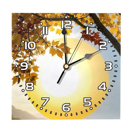 Wall Clocks Battery Operated Modern Clocks Square Silent Clock 7.87 in Maple Leaf Fall Leaves