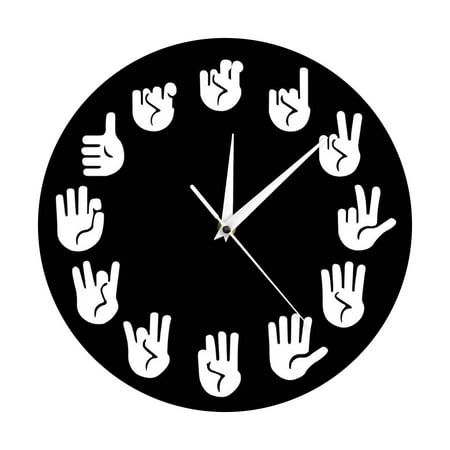 Wall Clocks Battery Operated Vintage Led Alarm for Bedrooms Personalized Circular Sign Language Gesture Wall Clock Decoration Fun Mute Creative