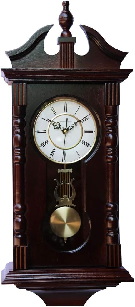 Wall Clocks: Grandfather Wood Wall Clock with Chime. Pendulum Wood Traditional Clock. Makes a Great Housewarming or Birthday Gift Wall Clock Chimes Every Hour with Westminster Melody