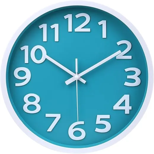 Wall Clock Silent Non Ticking Indoor Outdoor Clock Battery Operated Easy to Read Analog Decorative Clocks for Bedroom Office Home Patio Pool Porch Decor,12 Inch Aqua