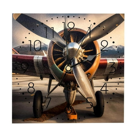 Wall Clocks, Old Aircraft Jet Propeller Battery Operated Number Clock for Bedroom Living Kitchen Office Home Decor Silent & Non-Ticking