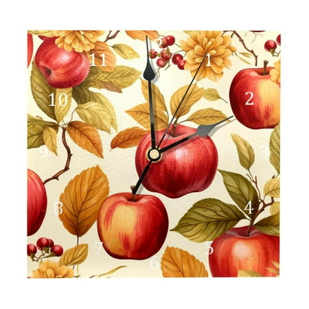 Wall Clocks, Ripen Apples Battery Operated Number Clock for Bedroom Living Kitchen Office Home Decor Silent & Non-Ticking