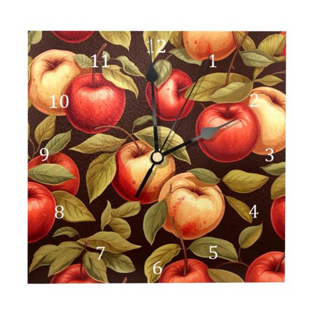 Wall Clocks, Ripen Apples Battery Operated Number Clock for Bedroom Living Kitchen Office Home Decor Silent & Non-Ticking