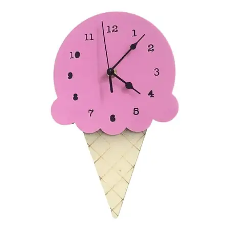 Wall Clock Wall Decorative Clock ,Ice Cream Shaped, Nordic Style, Household Bedroom Clock Hanging Clock for Kids ,Living Room