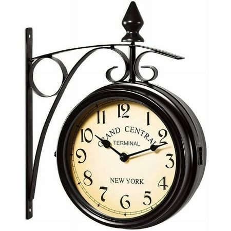 Wall Clock Wrought Iron Garden Clock Handcrafted 2-Sided Clock Grand Central Terminal New York