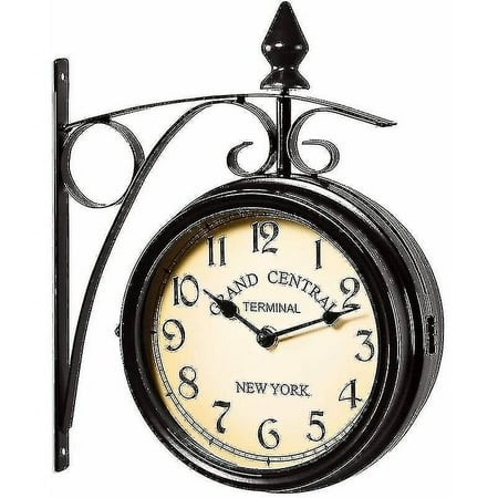 Wall Clock Wrought Iron Garden Clock Handcrafted 2-sided Clock Grand Central Terminal New York