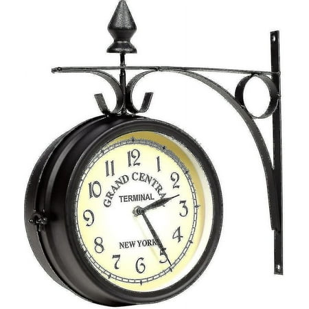 Wall Clock Wrought Iron Garden Clock Station Clock 2-sided Handcrafted Grand Central Terminal New Yo Hy