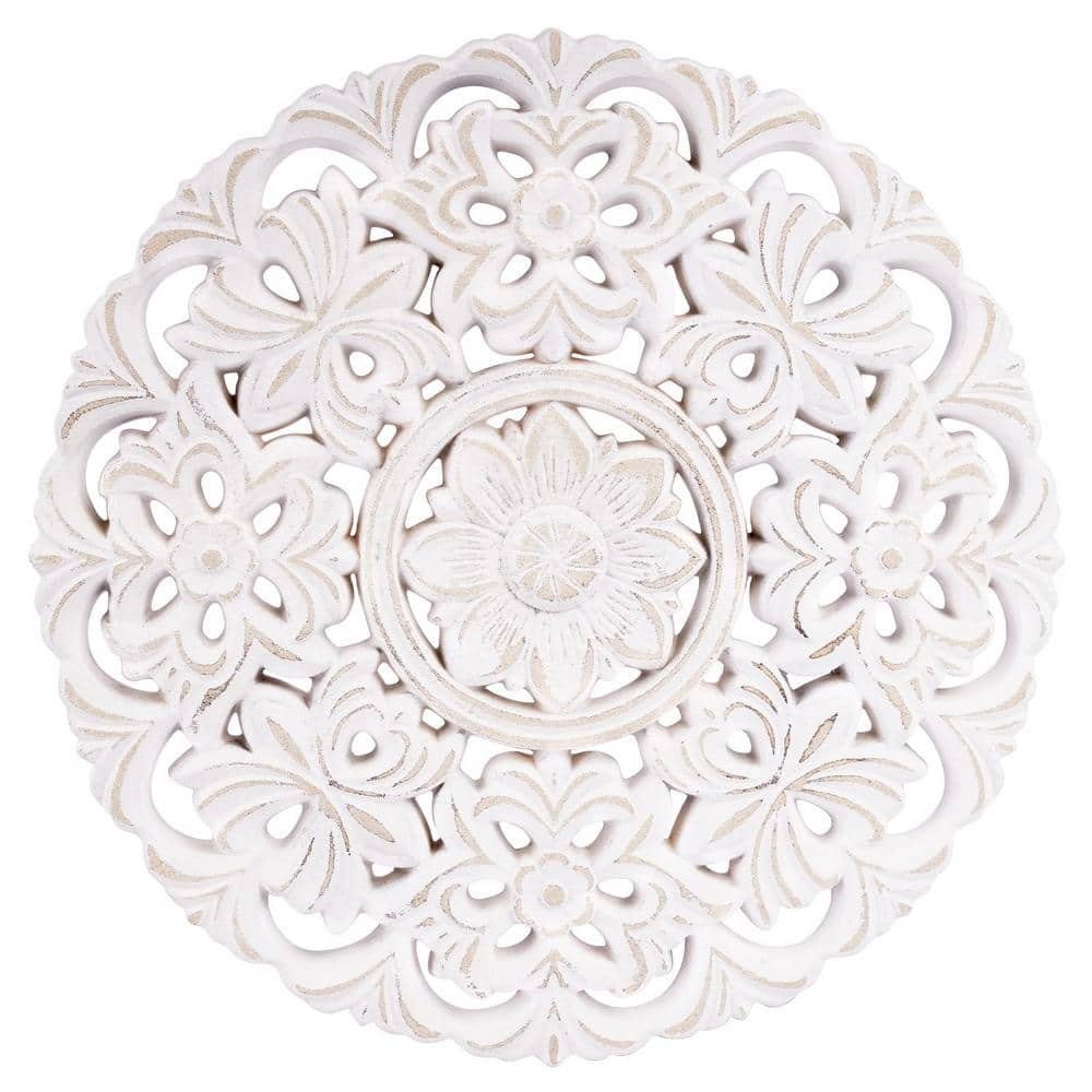 Wall Hanging Flower Round Wall Art Wooden Wall Panel Distressed Wall Plaques...