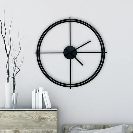 Walplus Minimalist 20-in. Round Iron Wall Clock Black