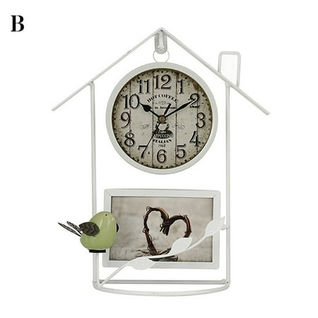 Waroomhouse Retro Antique Iron Mute Desktop Country House Alarm Clock Home Living Room Decor