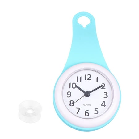 Waterproof Wall Clock Bathroom Mute Wall Clock Suction Cups Hanging Clock (Sky-blue without Battery)