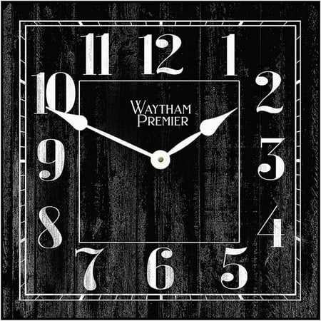 Waytham Black Square Wall Clock | Beautiful Color, Silent Mechanism, Made in USA