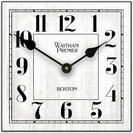 Waytham White Square Wall Clock | Beautiful Color, Silent Mechanism, Made in USA