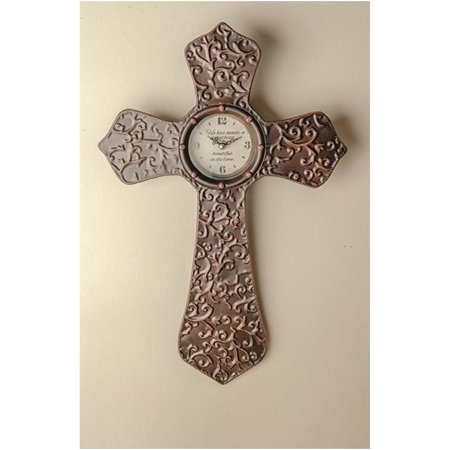 WBTAYB Wall Clock-Antique Bronze Cross (13.5 x 20.5)