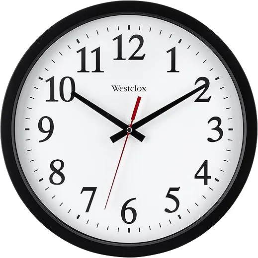 Westclox 14" Round Electric Powered Office Wall Clock, Black