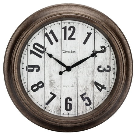 Westclox 15.5 Round Plastic Analog QA Wall Clock with Antique Bronze Finish