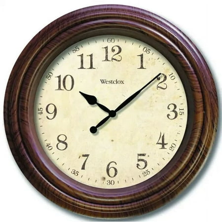 Westclox 33883P Classic Series Clock, Round, Almond Frame, Wood Clock Face, Analog, Each