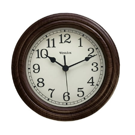 Westclox 33883P Round Wooden Wall Clock, 9.5, Each