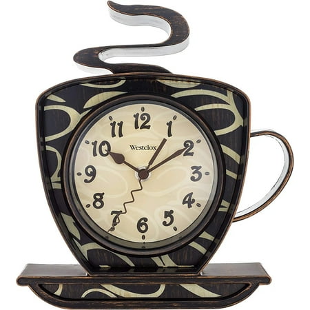 Westclox 8 Analog Quartz Coffee Cup Brown Wall Clock 32038