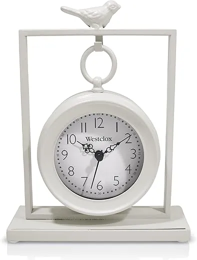 Westclox 8 in. Black Pocket Watch Table Clock Model # 91141 (White)