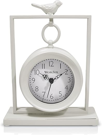 Westclox 8 in. Black Pocket Watch Table Clock Model # 91141 (White)