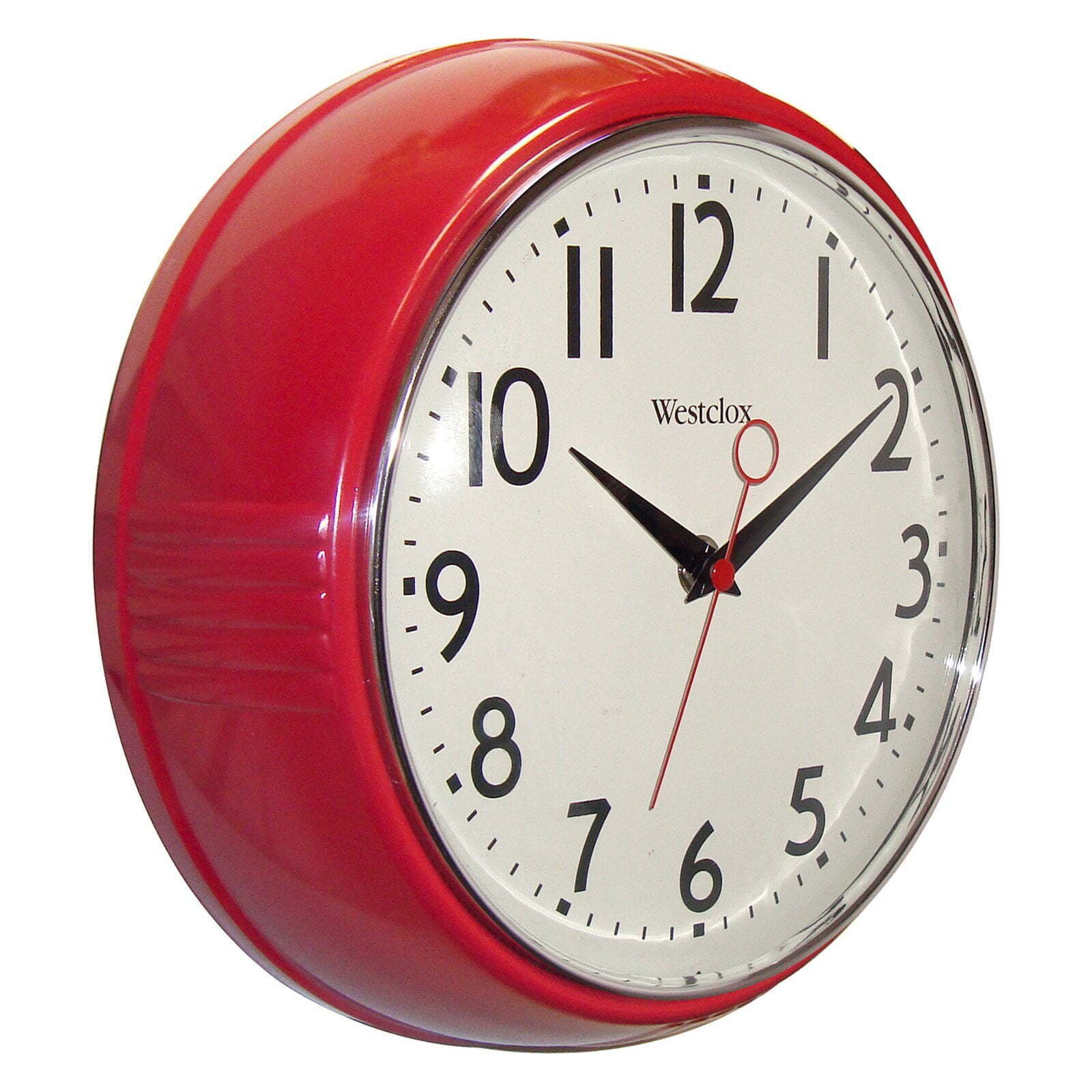 Westclox9.5" Red Retro 1950s Convex Glass Lens Analog Quartz Accurate Wall Clock