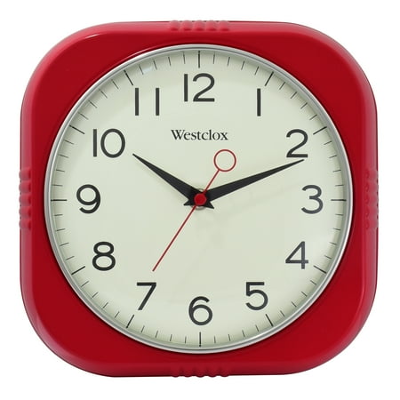 Westclox 9.5 Red Square Retro Analog QA Wall Clock