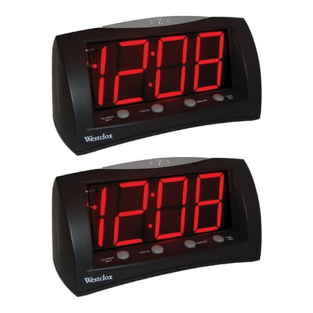 Westclox Alarm Clock Large Red LED Numbers Oversized Snooze Button, Black