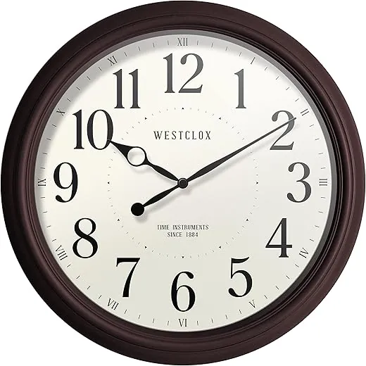 Westclox Analog 20" Quartz Accurate Woodgrain Finish Wall Clock