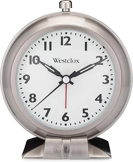 Westclox Big Ben Classic Alarm Clock - Silver Metal Round Design, 6.3" x 4.7" Analog Display, Battery-Powered, Glass Lens, Large Numbers, Metal Bezel, Case & Stand, Real Bell Loud Alarm, Vintage Style