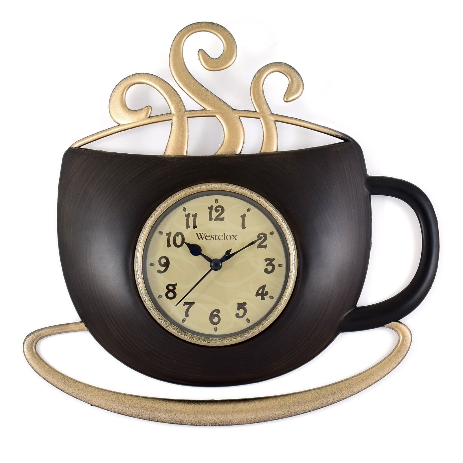 Westclox Brown Analog QA 12.5" Coffee Shape Wall Clock Runs on 1 AA Battery