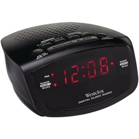 Westclox LED Alarm Clock Radio, Red - 0.6 in.