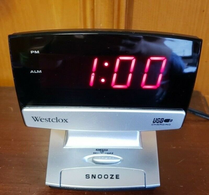 Westclox LED Plasma Screen Alarm Clock With USB Charging Port