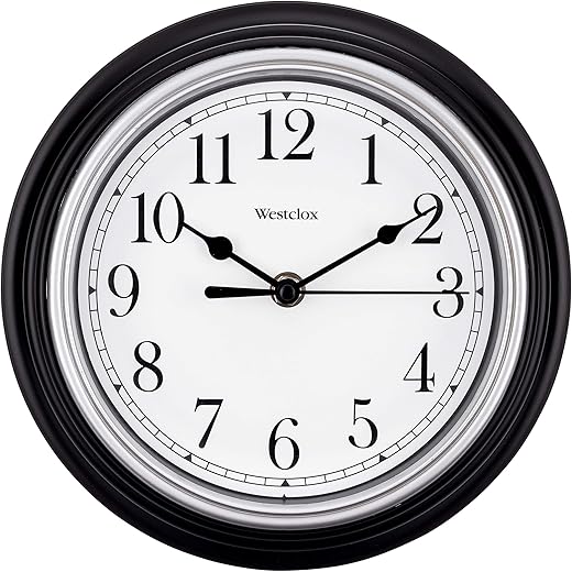 Westclox Quartz Movement Round Wall Clock, Contemporary Analog Design, Battery-Powered for Indoor Use (Black, 9 Inch)