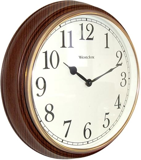 Westclox Quartz Wall Clock 15.5 Brown Quartz Movement Glass