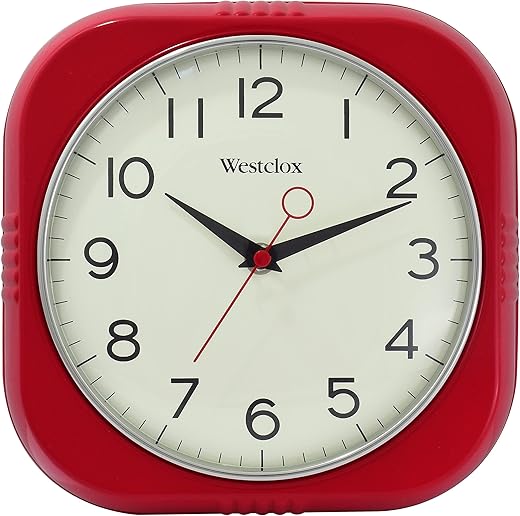 Westclox Retro Wall Clock Vintage 1950s Vintage Wall Clock for Retro Kitchen Decor with Large 9.5