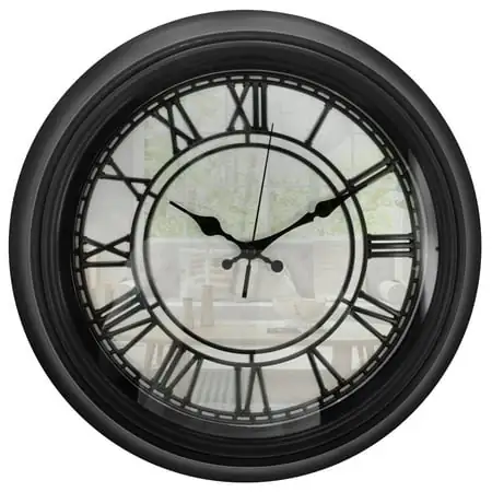 Westclox Round Black 14 Quartz Accuracy Analog Mirror Wall Clock with Raised Roman Numerals- Model# 32226