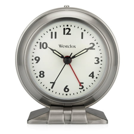 Westclox Silver Metal Analog Alarm Clock - Sleek and Elegant, with Precision Timekeeping