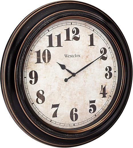 Westclox Traditional Large Wall Clock Battery-Operated Clock for Living Room, Bedroom, Office | Ideal Housewarming Gift (24 Inch, Black-Brown)