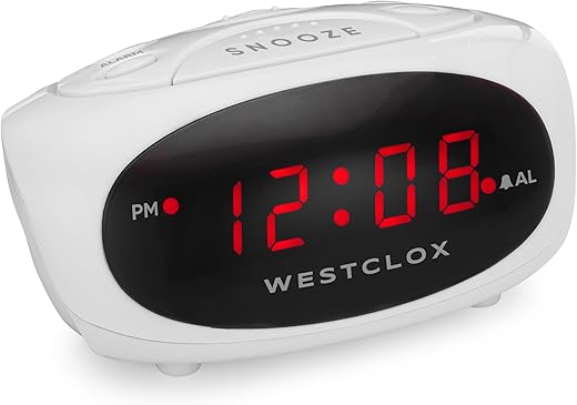 Westclox White 0.6 LED Display Super Loud Snooze Alarm Clock 70044B