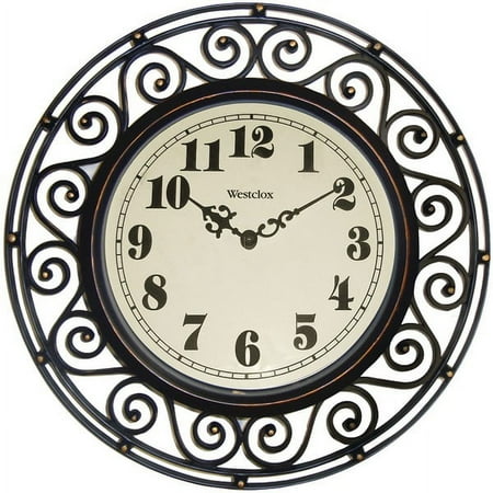 Westclox Wrought Iron Style Bronze Analog Quartz Accuracy 12 Round Wall Clock