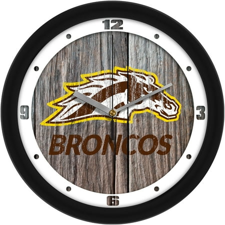 Western Michigan Broncos 11.5'' Suntime Premium Glass Face Weathered Wood Wall Clock