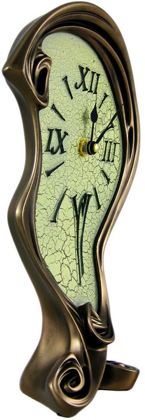 Whimsical Surreal Dali Melting Clock for Mantel Table Desk Shelf, Crackle Face
