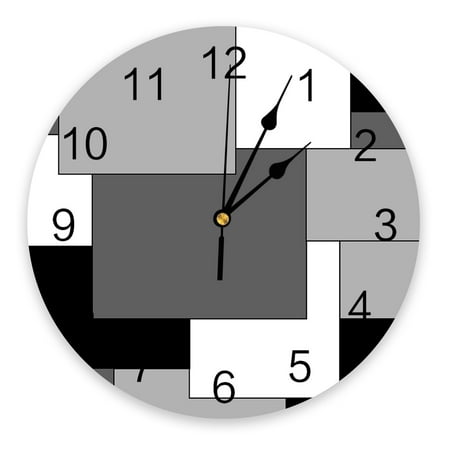 White Black Grey Patch Abstract Art Large Wall Clock Dinning Restaurant Cafe r Round Wall Clocks Silent Home ration