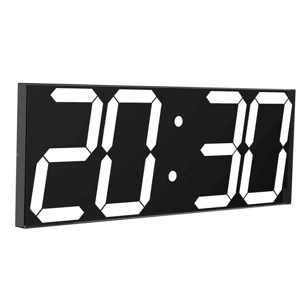 White Digital LED Wall Clock, with 6 in. Numbers Remote Control Count...